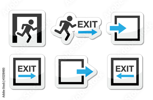 Emergency exit icons vector set