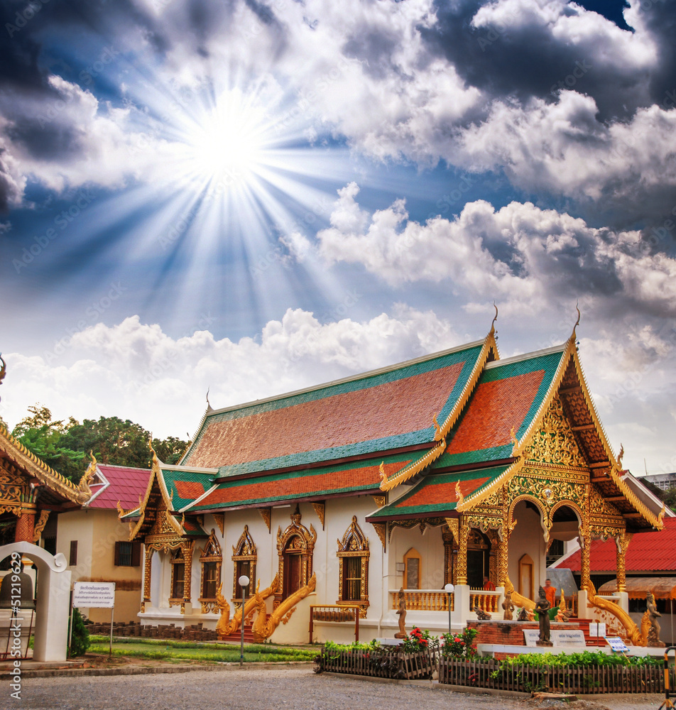Gorgeous view of Thailand Temple with dramatic sky Gorgeous view of Thailand Temple with dramatic sky