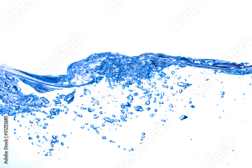 Clean water and water bubbles in blue