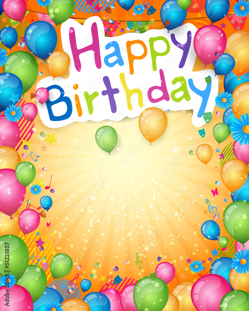 Vector Illustration of a Happy Birthday Greeting Card Stock Vector ...