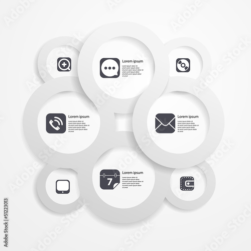 Paper circle infographic web template with media icons