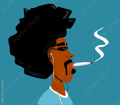 black man smoking marijuana