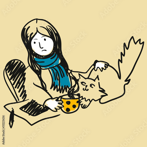 Illustration of a sore throat, sketch