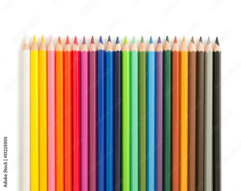 row of colored pencils row of colored pencils