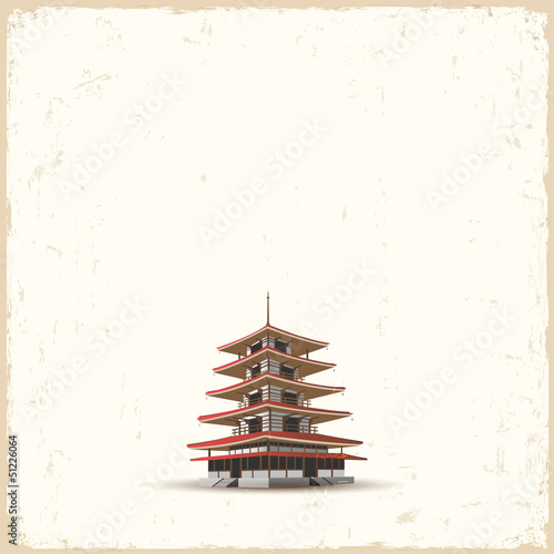 Fotografie, Obraz Japanese pagoda on grunge background
