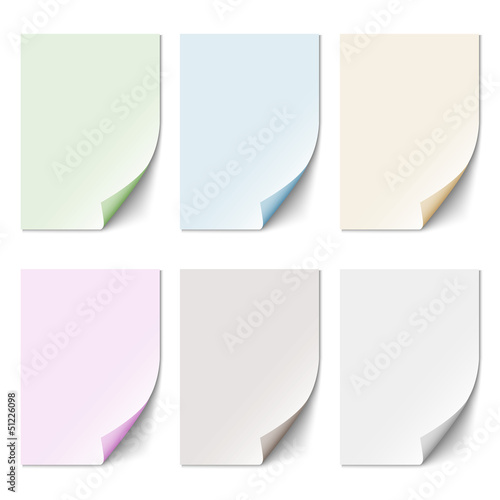 Set of empty paper sheet in pastel colors