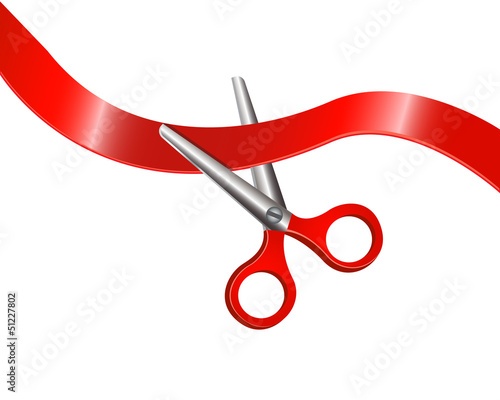 scissors and red ribbon