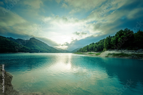 Beautiful lake at dusk