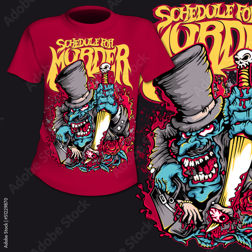 T-Shirt Print Comic Skull