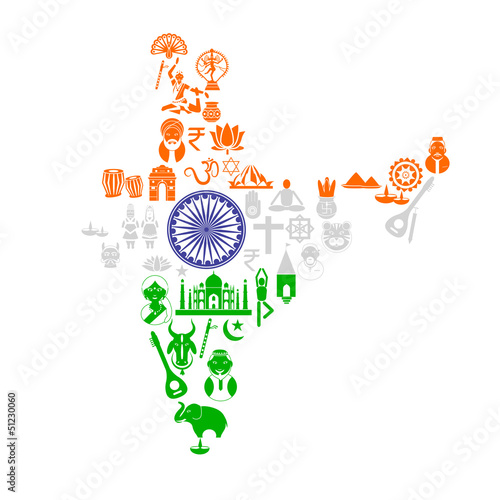 Indian Map with Cultural Object