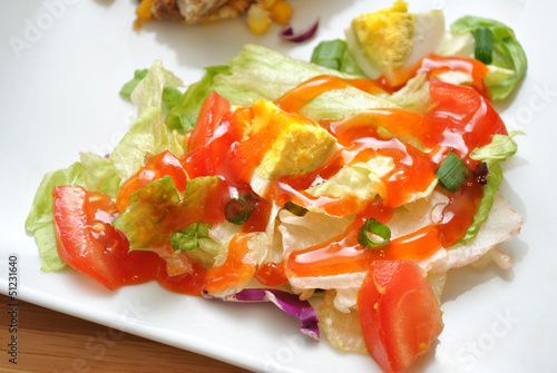 Delicious Colorful Salad with French Dressing