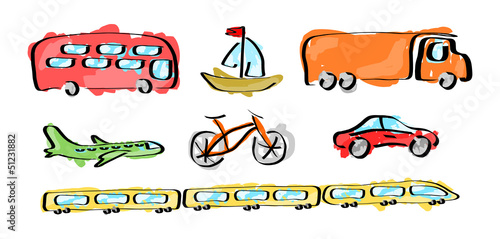 Set of various transports - illustration