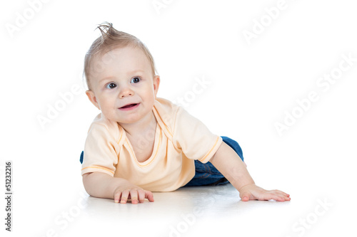 Baby boy isolated lying and...