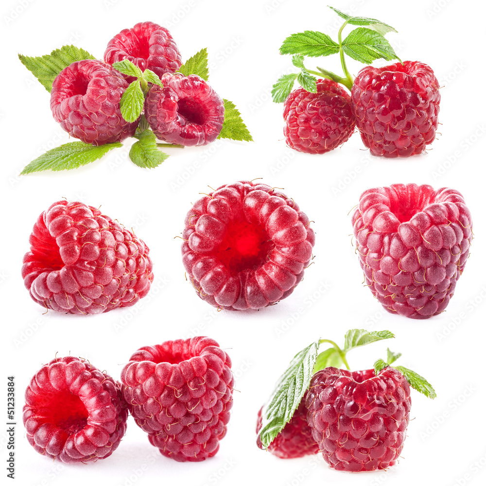 Collection of Raspberry isolated on white background Collection of Raspberry isolated on white background