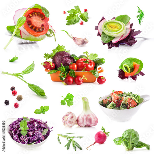 Collection of Fresh vegetables isolated on white background