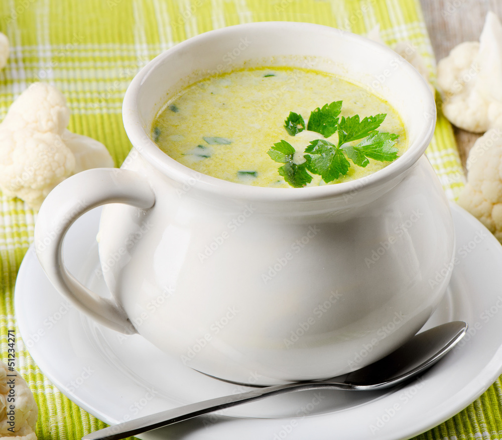 Creamy vegetables soup with cauliflowers Creamy vegetables soup with cauliflowers