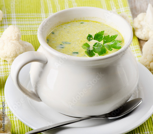Creamy vegetables soup with cauliflowers