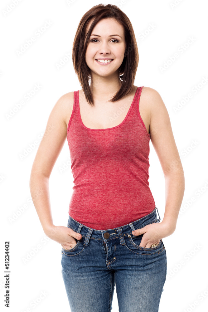 Fototapeta premium Pretty girl in casuals, sleeveless top