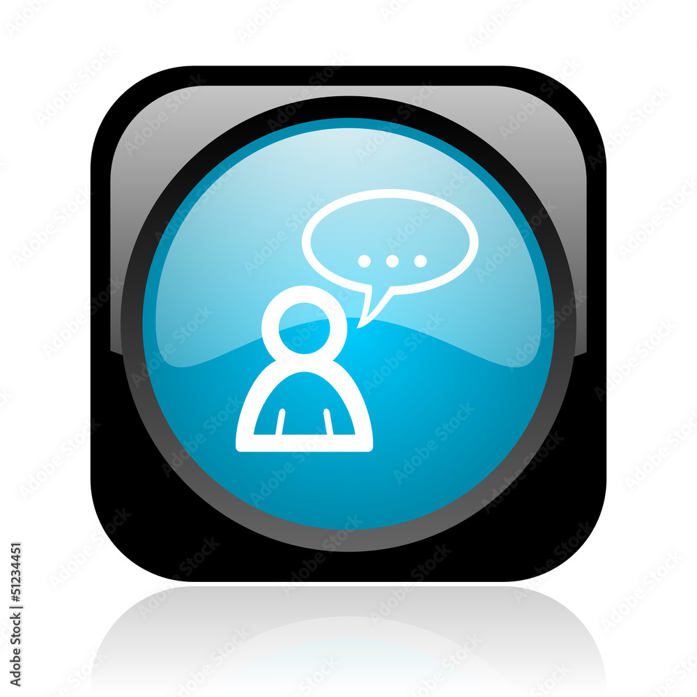 forum black and blue square web glossy icon forum black and blue square web glossy icon
