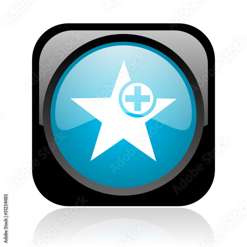 star black and blue square web glossy icon