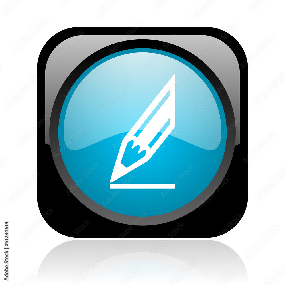 draw black and blue square web glossy icon