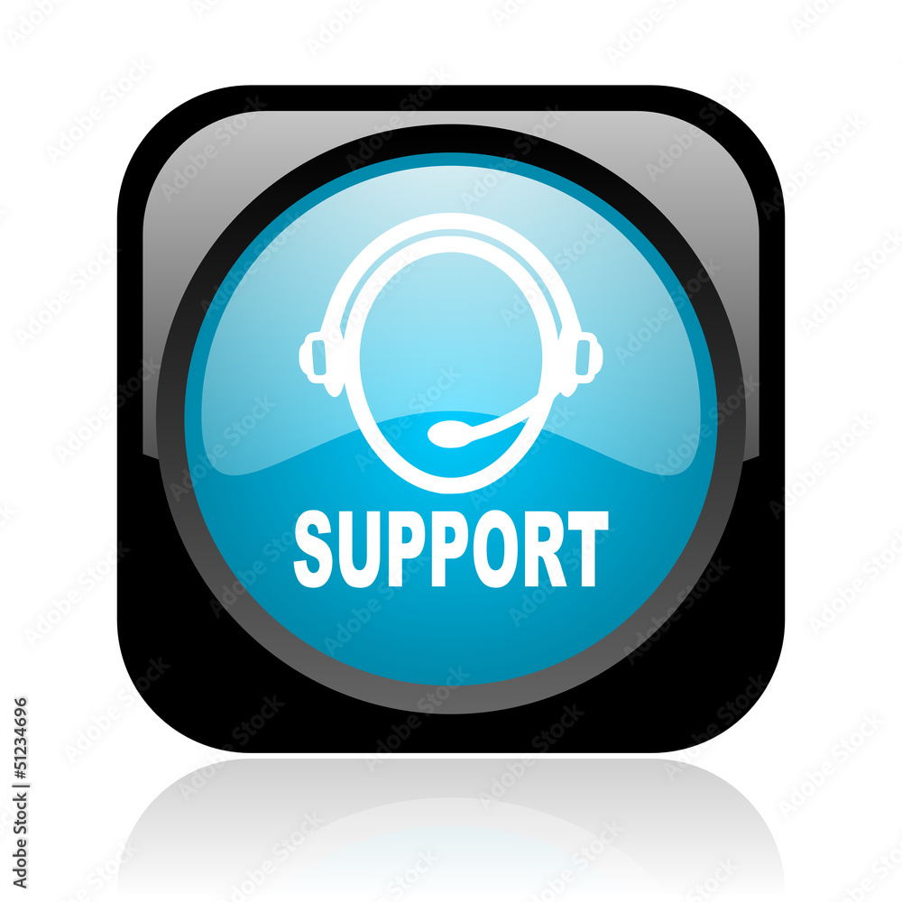 support black and blue square web glossy icon support black and blue square web glossy icon