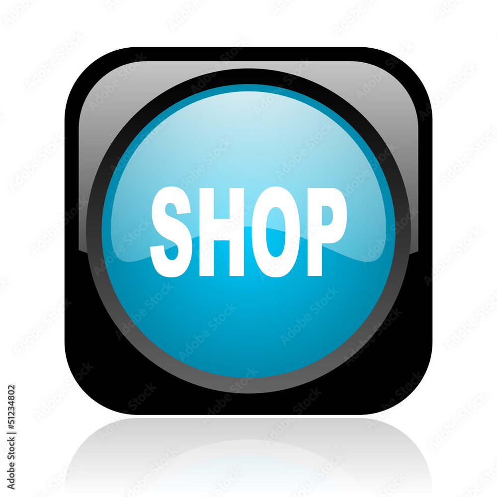 shop black and blue square web glossy icon shop black and blue square web glossy icon