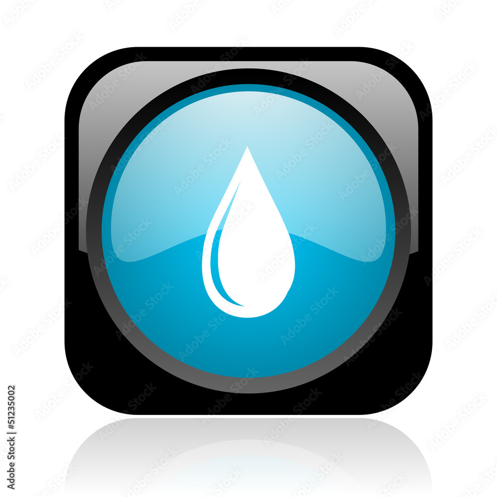 water drop black and blue square web glossy icon water drop black and blue square web glossy icon