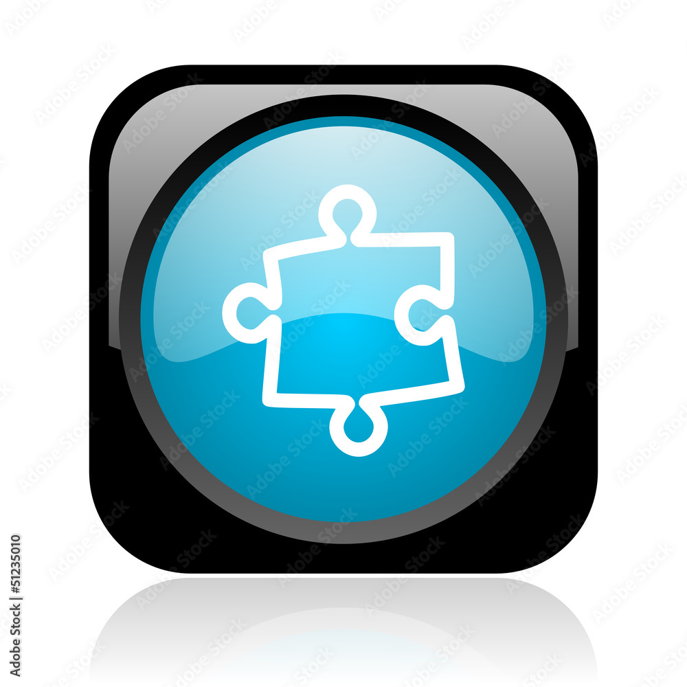 puzzle black and blue square web glossy icon puzzle black and blue square web glossy icon