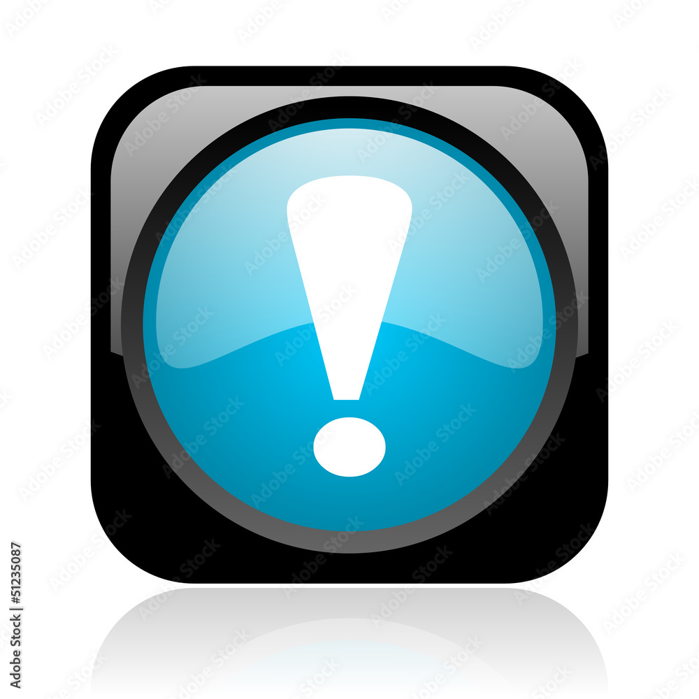exclamation sign black and blue square web glossy icon exclamation sign black and blue square web glossy icon