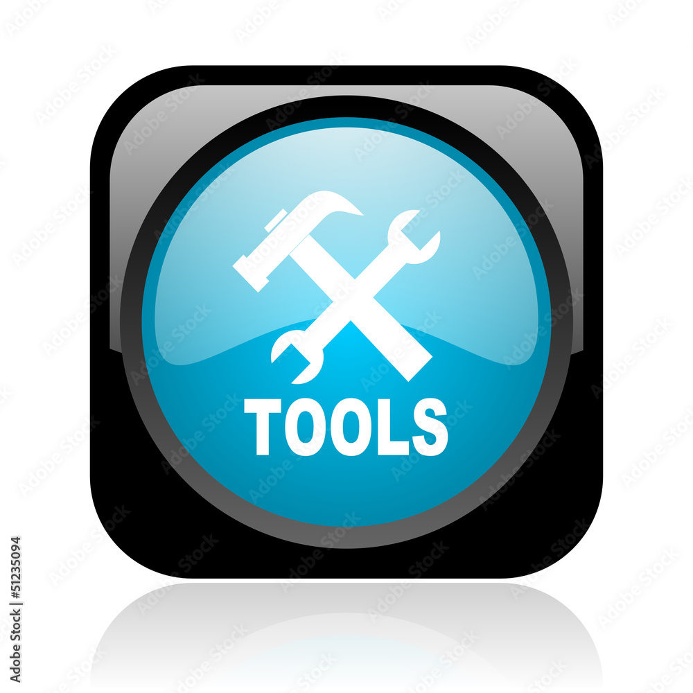 tools black and blue square web glossy icon tools black and blue square web glossy icon