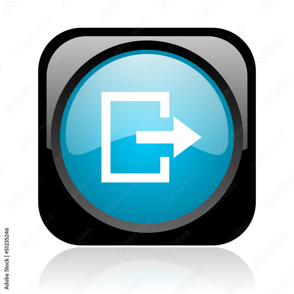 exit black and blue square web glossy icon exit black and blue square web glossy icon