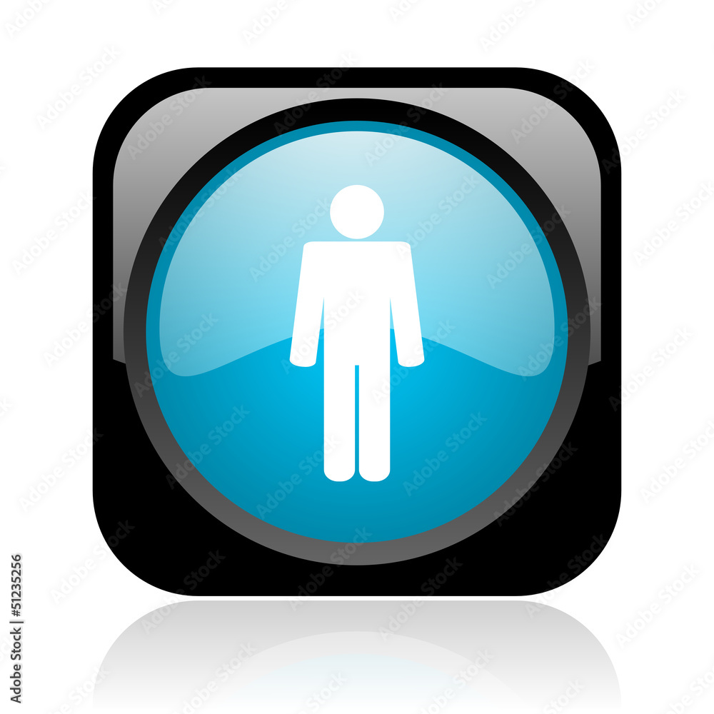 man black and blue square web glossy icon man black and blue square web glossy icon