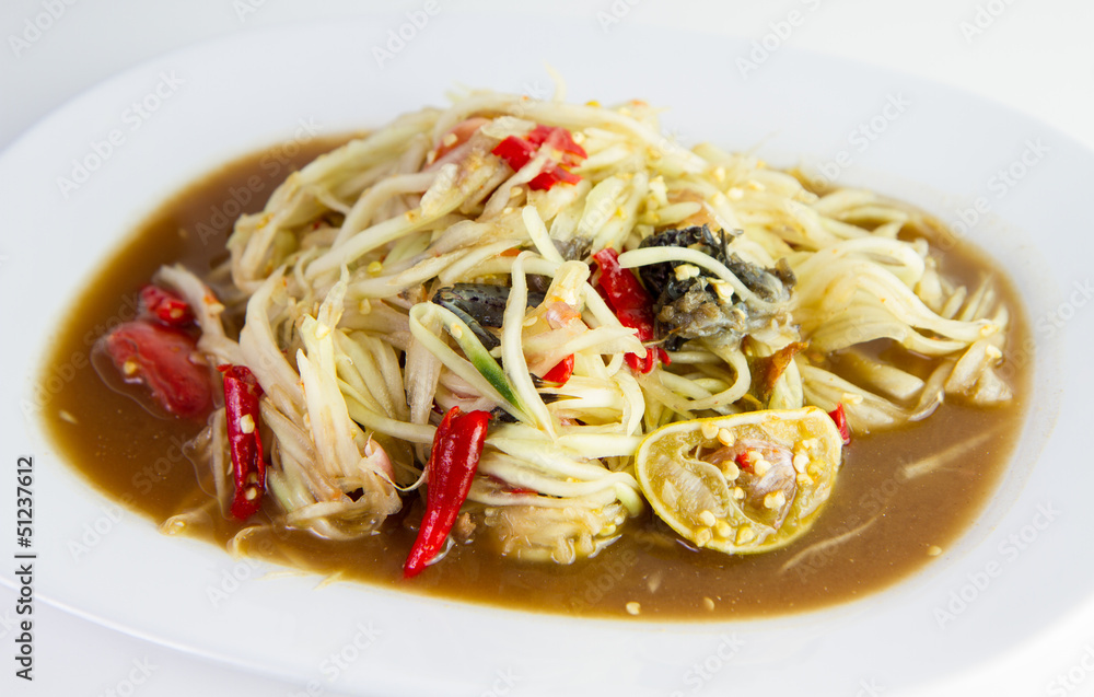 Thai papaya spicy salad or Som-Tum Thai papaya spicy salad or Som-Tum