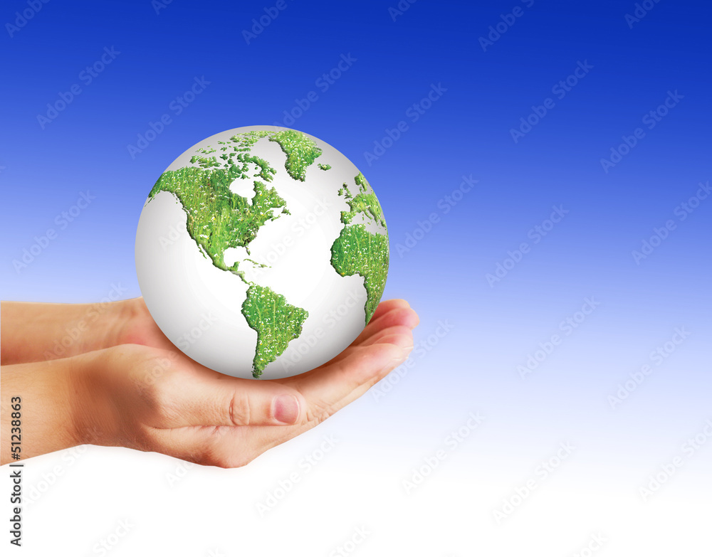 Environmental energy concept. Globe in hand Environmental energy concept. Globe in hand