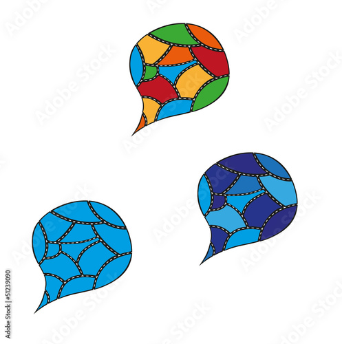 speking bubble divided into few parts differenced by colors