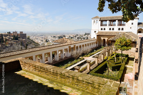 Courtyard of the acequia in Generalife, Alhambra, Granada photo