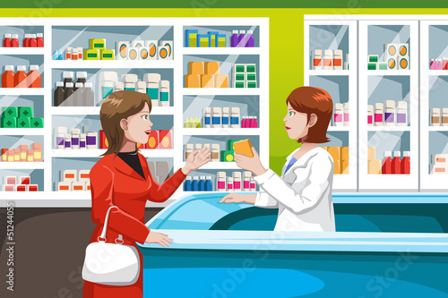 Buying medicine in pharmacy