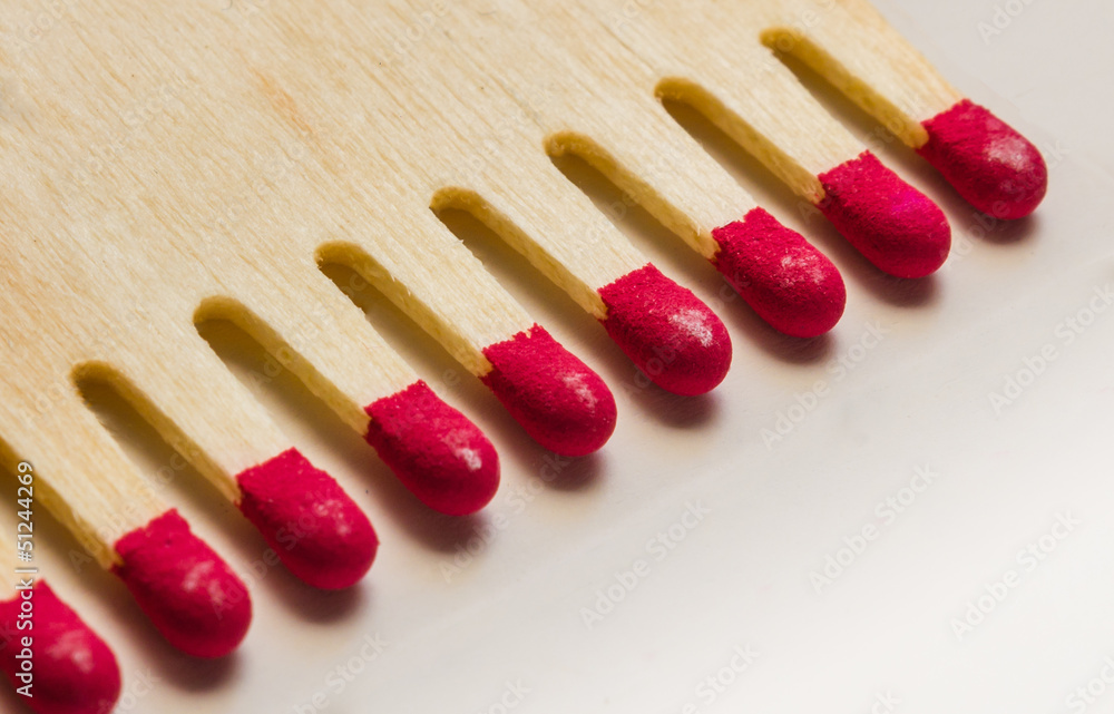 Set of red matches close up Set of red matches close up