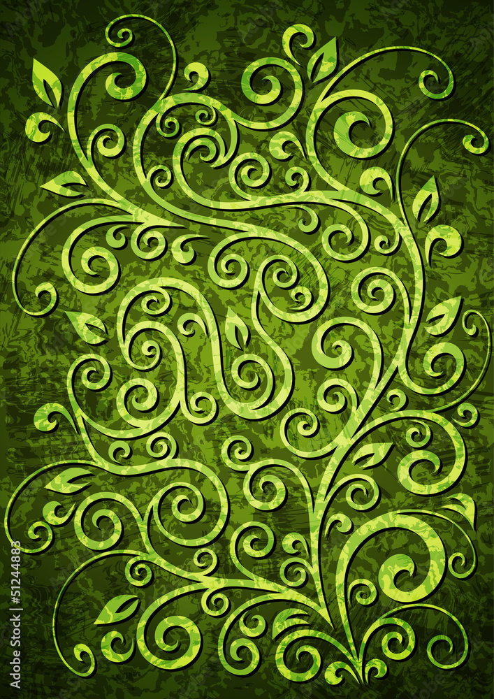 Abstract green grunge vector floral illustration. Abstract green grunge vector floral illustration.