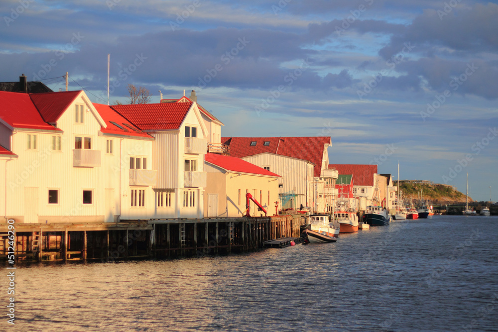 docks of Henningsvær at midnight