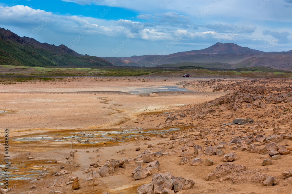 Namafjall, a Geothermal Area with Sulfur Fields in Iceland