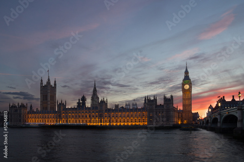 Houses of Parliament in London at dusk
