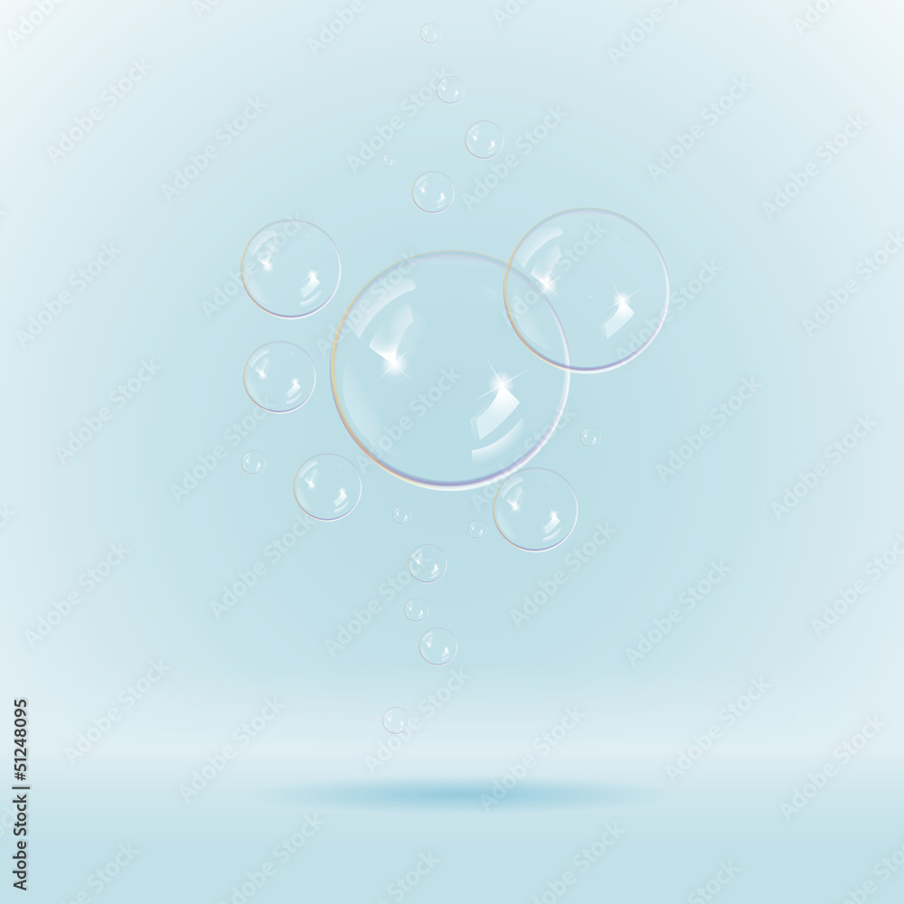 Colorful white soap bubbles isolated