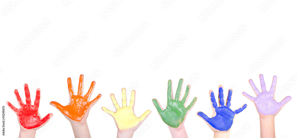 Fototapeta premium Painted hands for a border
