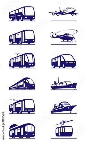 Public transportation icon set - vector illustration