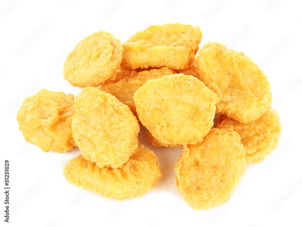 Fried chicken nuggets isolated on white Fried chicken nuggets isolated on white