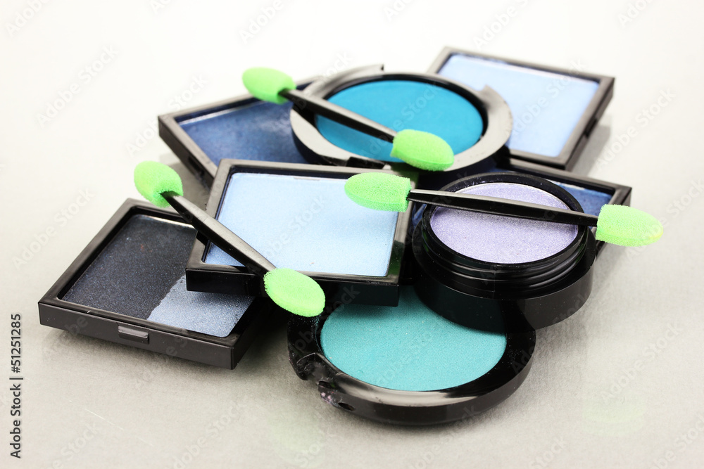 Bright eye shadows and sponge brushes for foundation Bright eye shadows and sponge brushes for foundation