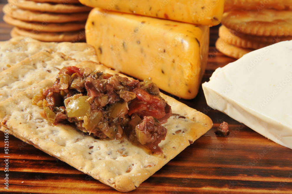 Olive brushchetta with crackers Olive brushchetta with crackers
