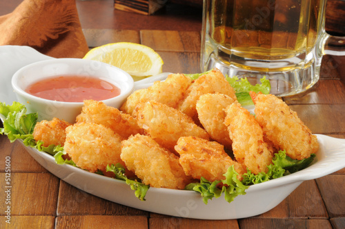 coconut shrimp and beer